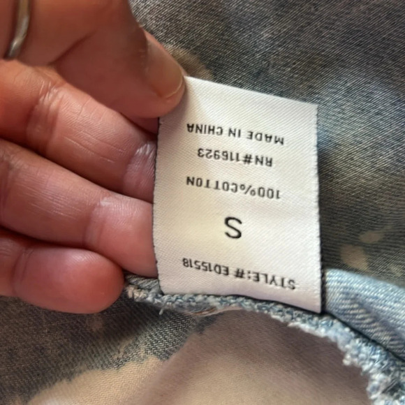 EASEL Long Sleeve Oversized Washed Denim Shirt Dress / Jacket sz S - Picture 9 of 15